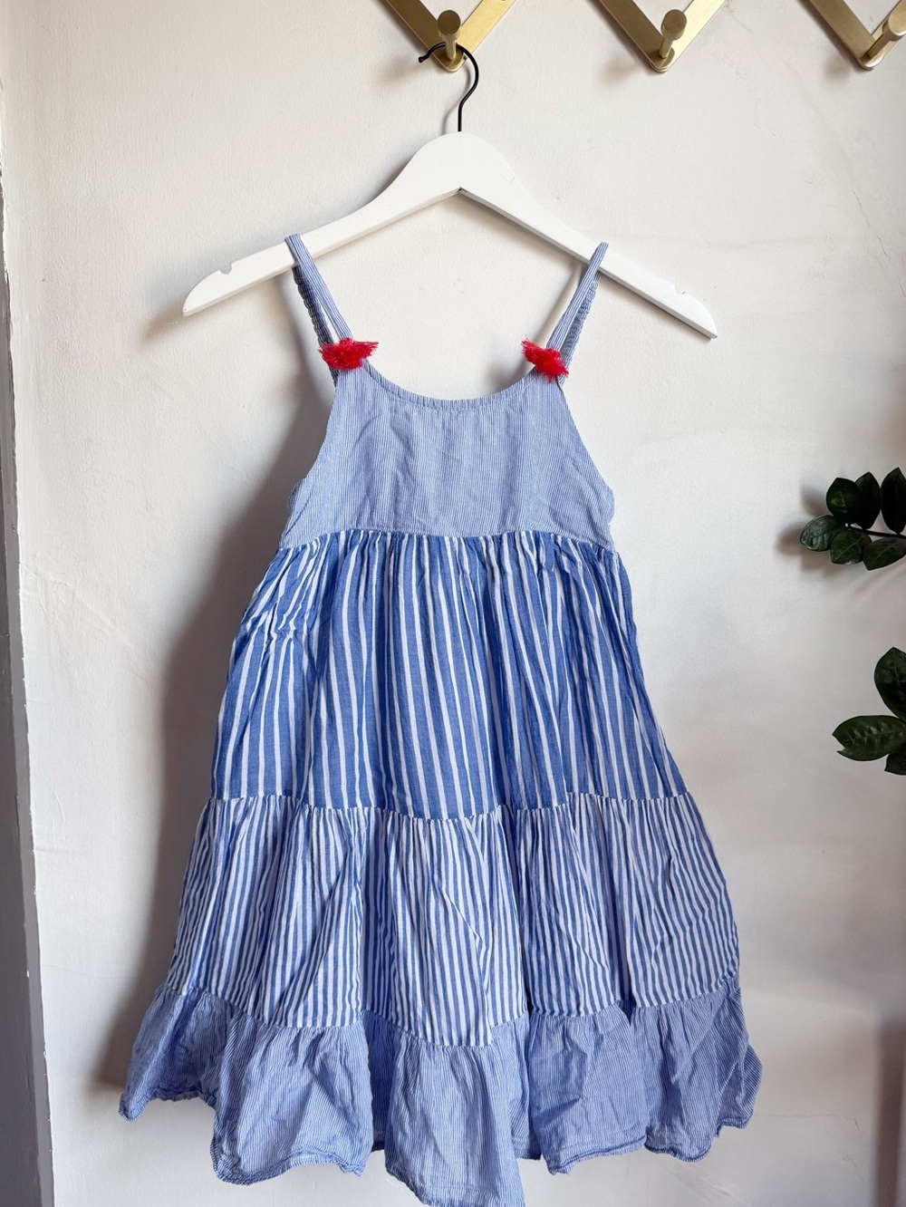 Mini Boden Beach Striped Tiered Dress